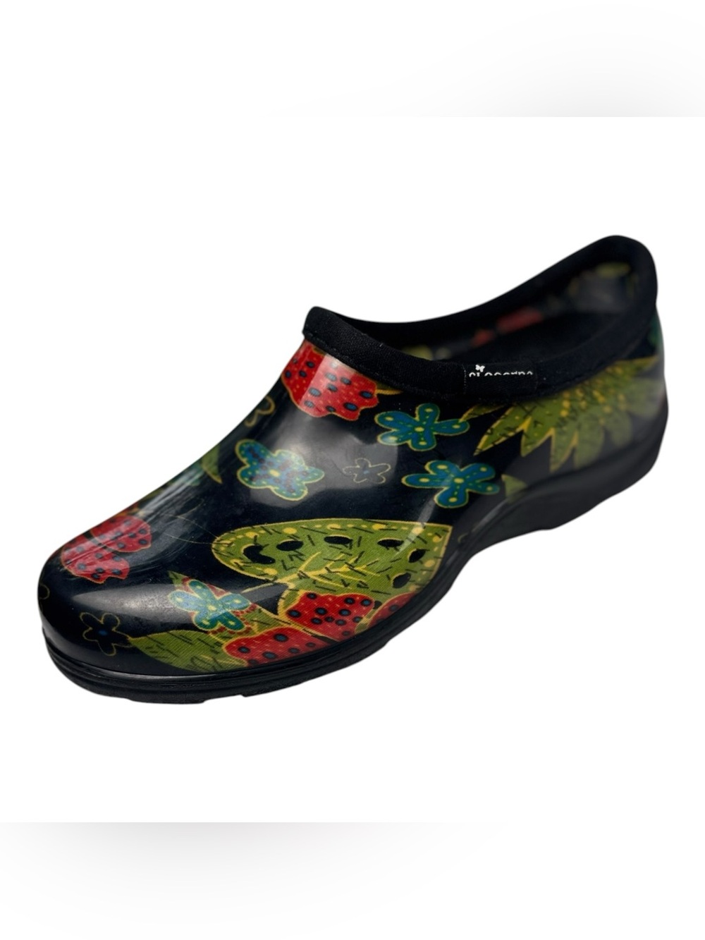 Sloggers Garden-Print Waterproof Clog Midsummer Black/Green/Red Womens Size 6